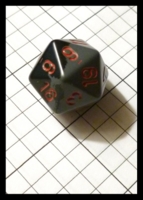 Dice : Dice - 20D - Chessex Half and Half Grey and Black with Red Numerals - Gen Con Aug 2012
